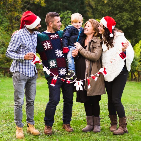 Family in Winter Clothes Outside