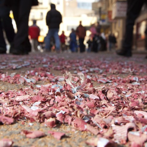 Remains of Fireworks on the Ground