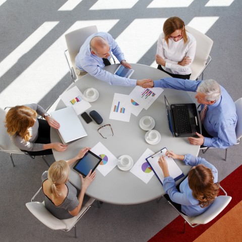 Business Professionals Thanking Each Other in an Official Meeting