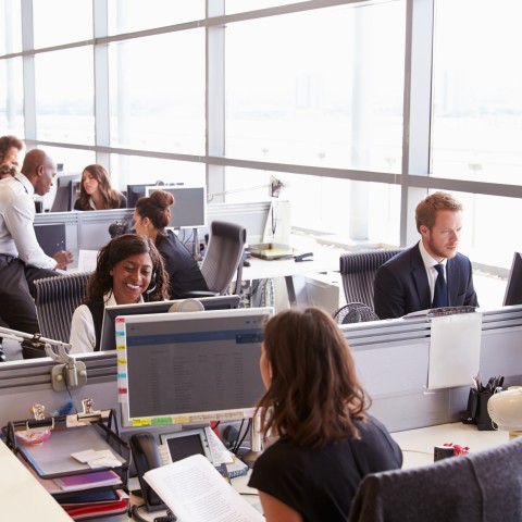 Office Workers in Open Plan Office