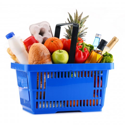 A Shopping Basket Full of Grocery Items