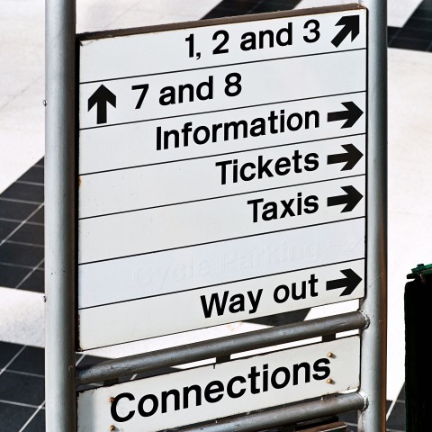 A Station Guide Showing the Directions with the help of arrows