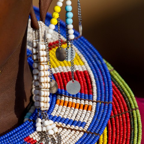 Close-up of Beadwork from the National Gear of the Maasai Mara Tribe Who Live in Tanzania and Kenya.