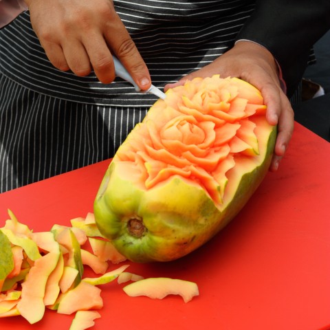 Chef Carving a Paw Paw
