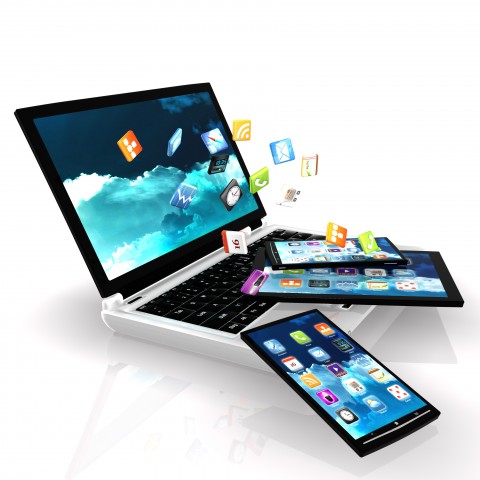 A Laptop, a Tablet, and Two Smartphones