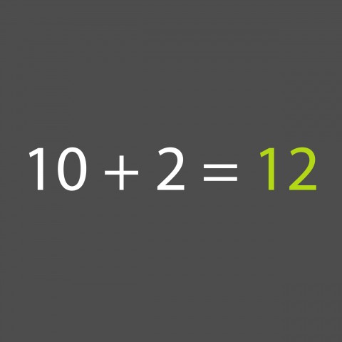 10 + 2 = 12