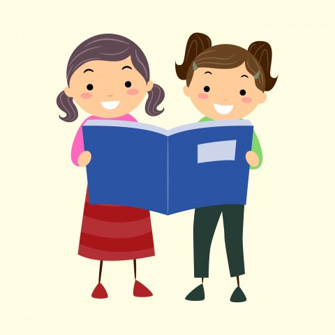 Two Girls Reading Book