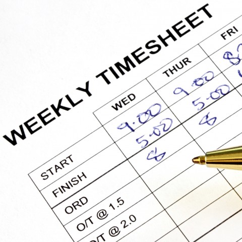 A Weekly Timesheet with Some Cells Filled In