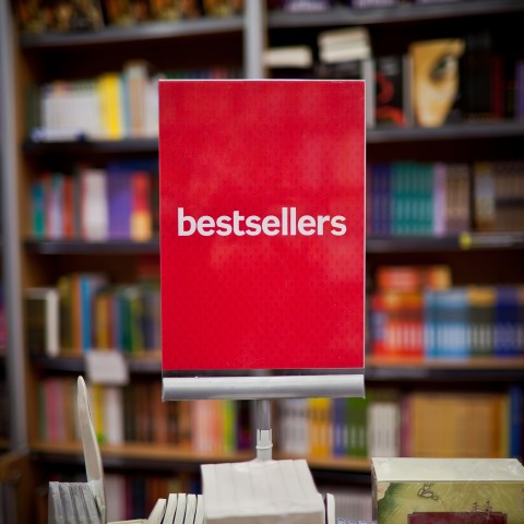 Bookshop with Bestseller Stand in the Foreground