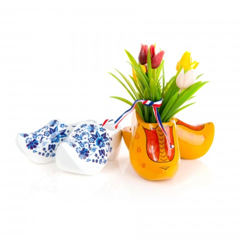 Dutch Cultural Symbols Shoes and Tulips