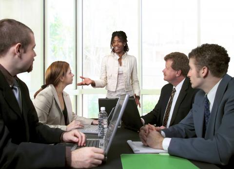 A Group of Coworkers in a Business Meeting