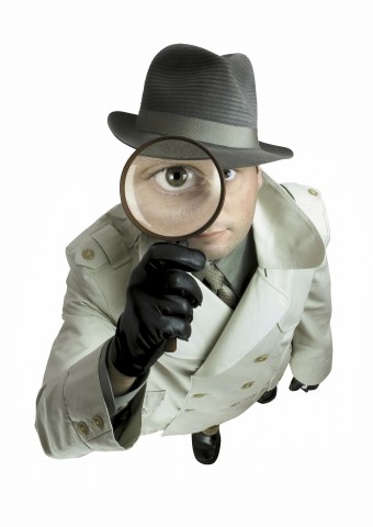 A Detective Looking Up through a Spyglass