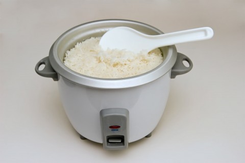 Cooked Rice Inside A Rice Cooker