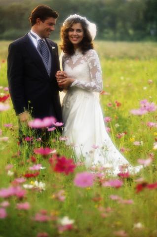 Bride and Groom in Field