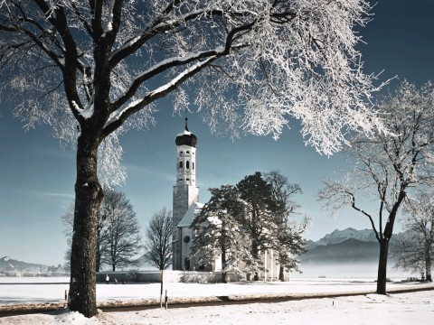 A Church in Germany during a Snowy Winter