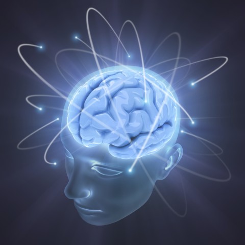 Цифровое изображение человеческого мозга с установленными связями
