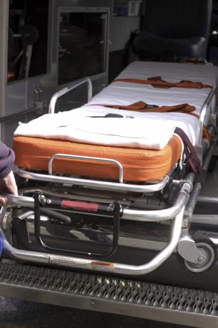 Stretcher inside an ambulance ready for emergency transport