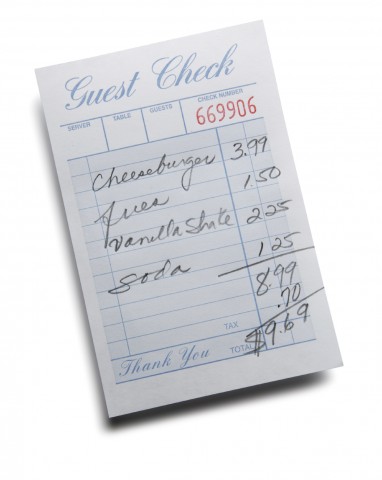 A Receipt of a Bill of a Restaurant