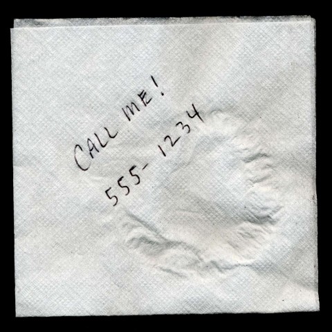 Message and Phone Number on Napkin