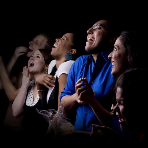 A Crowd Laughing at a Show They’re Watching