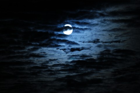 Moon through Clouds at Midnight