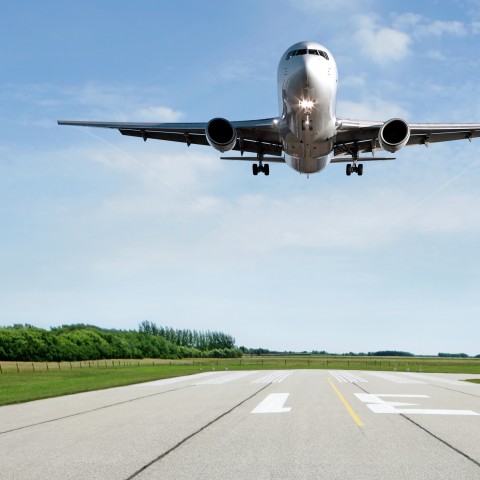 Airplane Taking Off from Airport on Clear Day