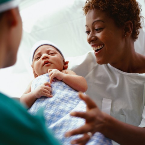 Newborn Baby, Mother, and Doctor