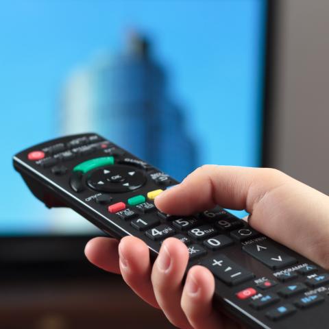 An Up-close Shot of Someone Holding a Television Remote